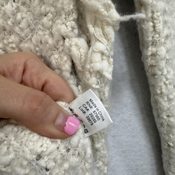 Elan Sweater Womens Large Chunky Knit Boucle Open Front Fringe Cardigan Cozy - Picture 5 of 9